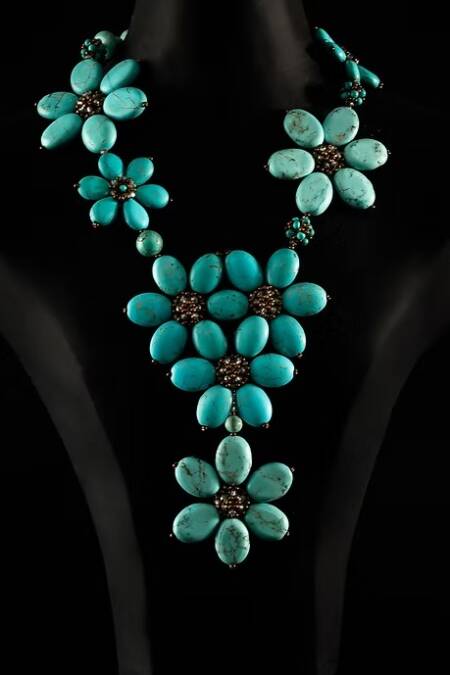 COLLAR FLORES TURQUESAS