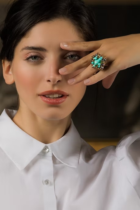 ANILLO TURQUESAS Y PERLAS - Image 2