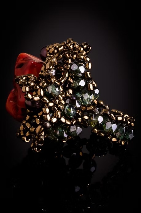 ANILLO CORAL Y CRISTALES - Imagen 3