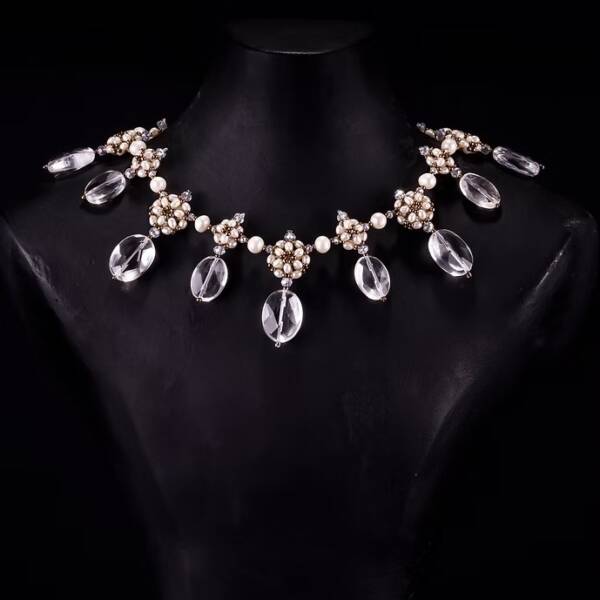 COLLAR CRISTALES Y PERLAS