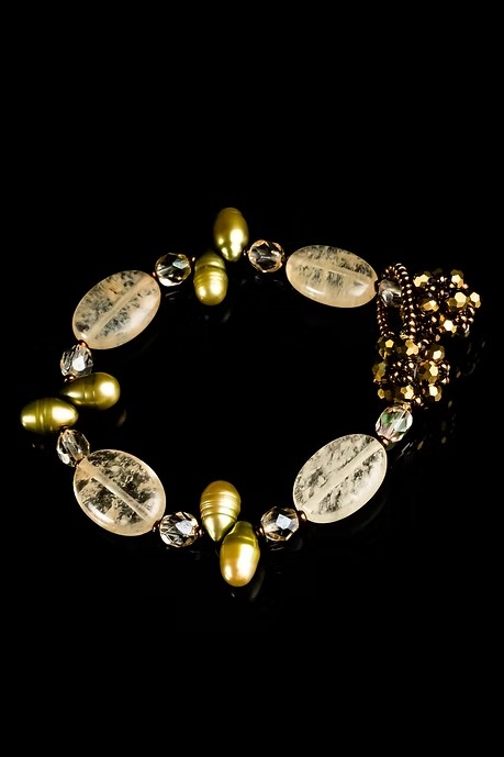 PULSERA UMA PERLAS Y CITRINOS